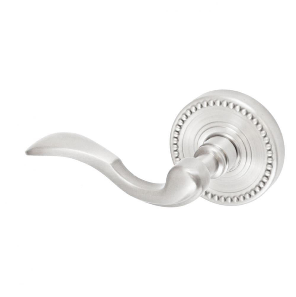 Paddle Lever with Beaded Rose Dummy Single in Brushed Nickel - Left