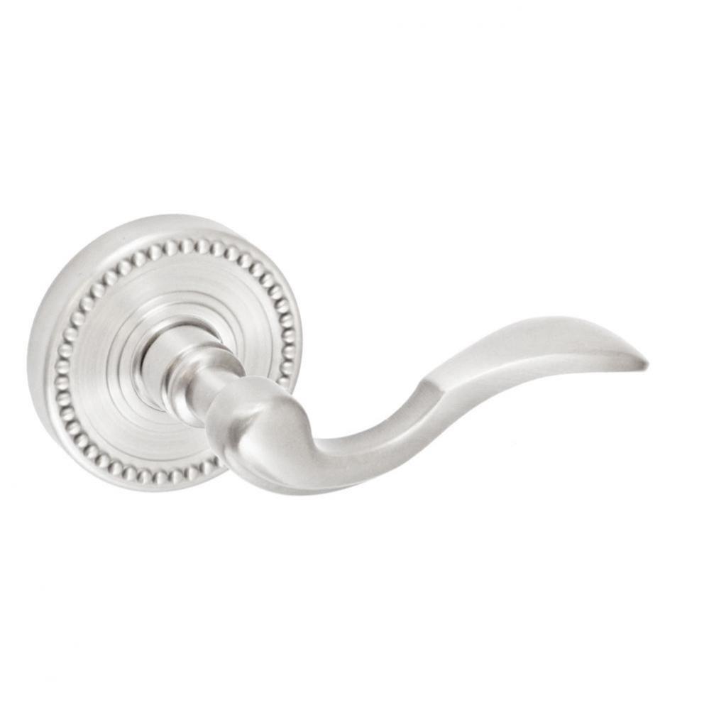 Paddle Lever with Beaded Rose Privacy Set in Brushed Nickel - Right