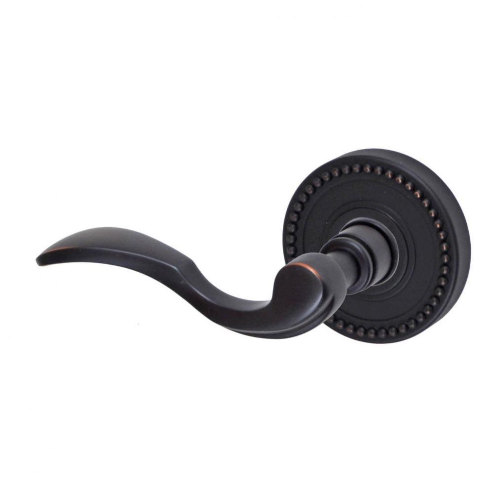 Paddle Lever with Beaded Rose Privacy Set in Oil Rubbed Bronze - Left