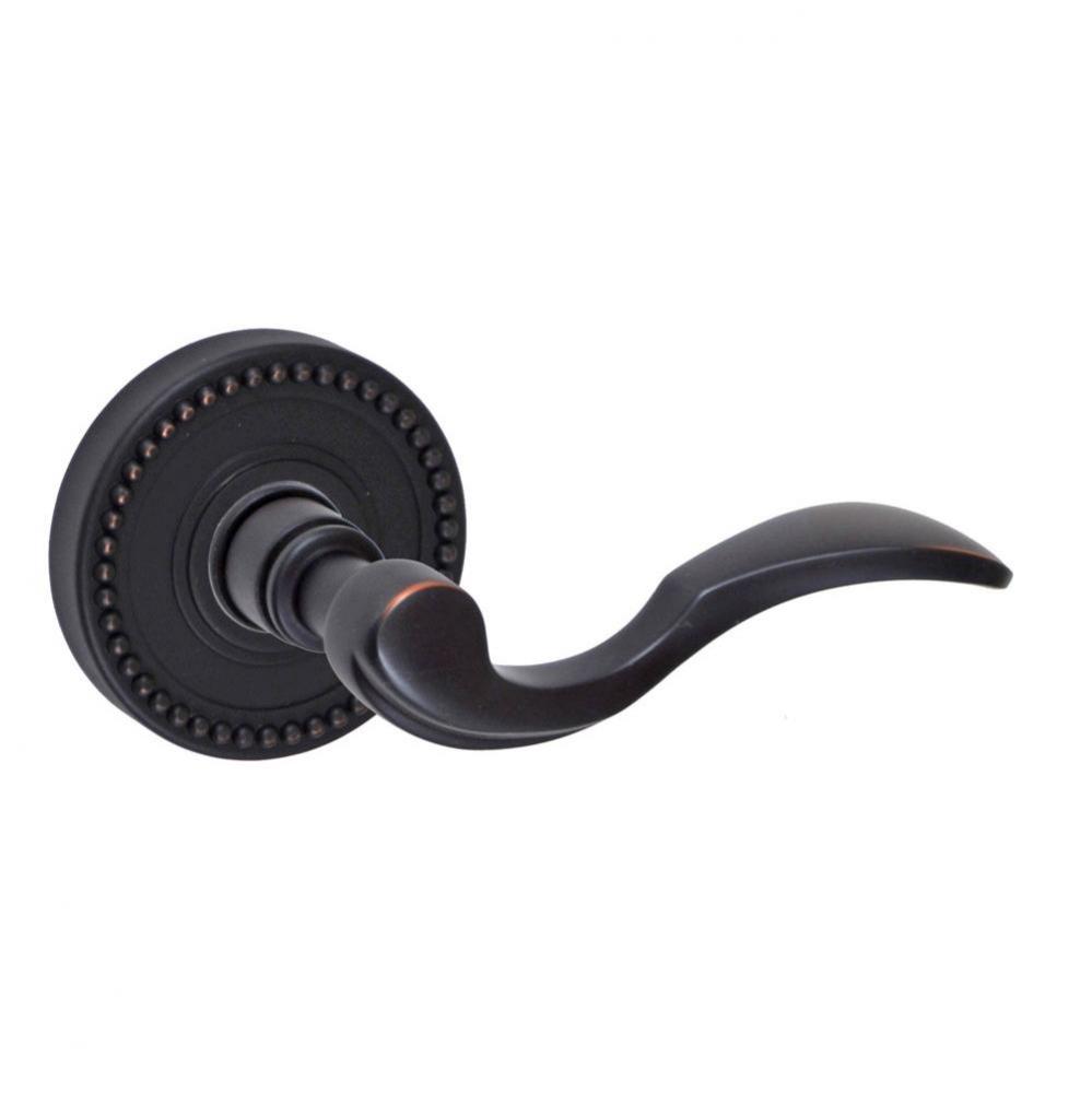 Paddle Lever with Beaded Rose Privacy Set in Oil Rubbed Bronze - Right