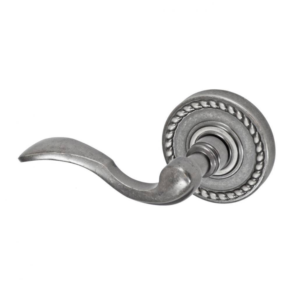 Paddle Lever with Rope Rose Passage Set in Antique Pewter - Left