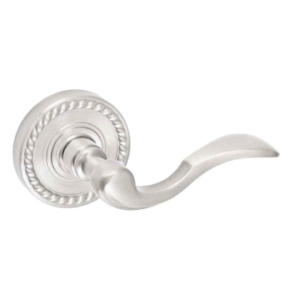 Paddle Lever with Rope Rose Passage Set in Brushed Nickel - Right