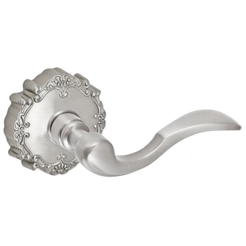 Paddle Lever with Round Victorian Rose Passage Set in Brushed Nickel - Right