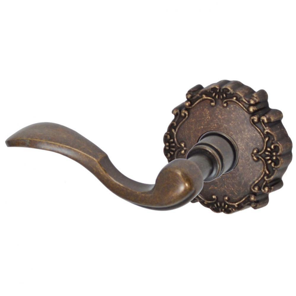 Paddle Lever with Round Victorian Rose Dummy Single in Medium Bronze - Left