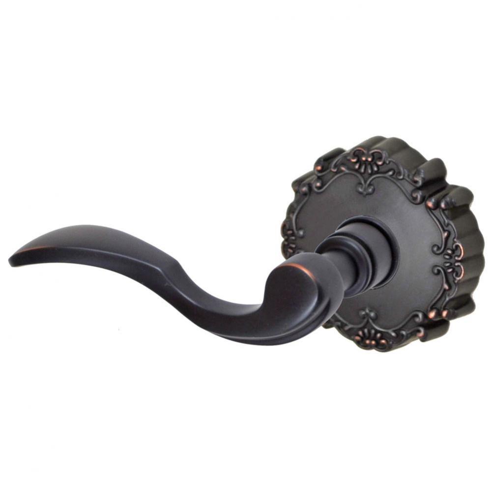 Paddle Lever with Round Victorian Rose Dummy Single in Oil Rubbed Bronze - Left
