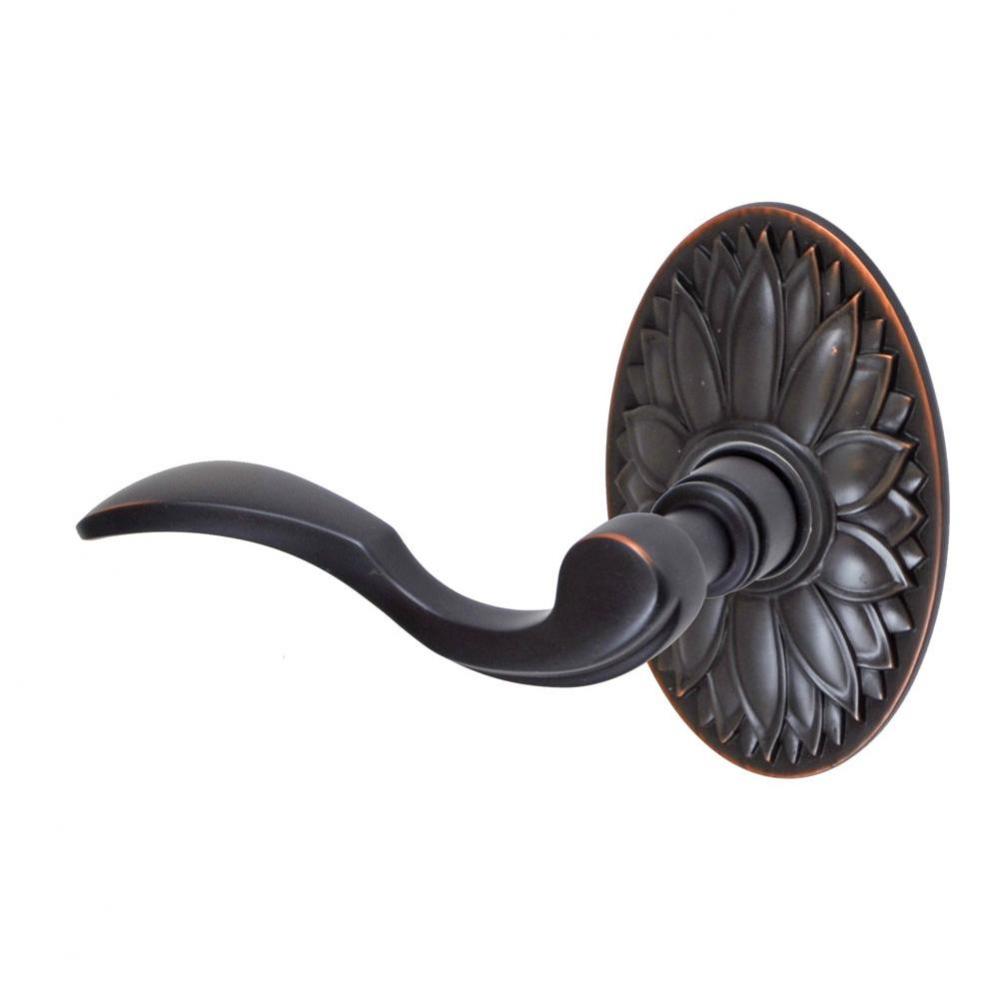 Paddle Lever with Oval Floral Rose Passage Set in Oil Rubbed Bronze - Left