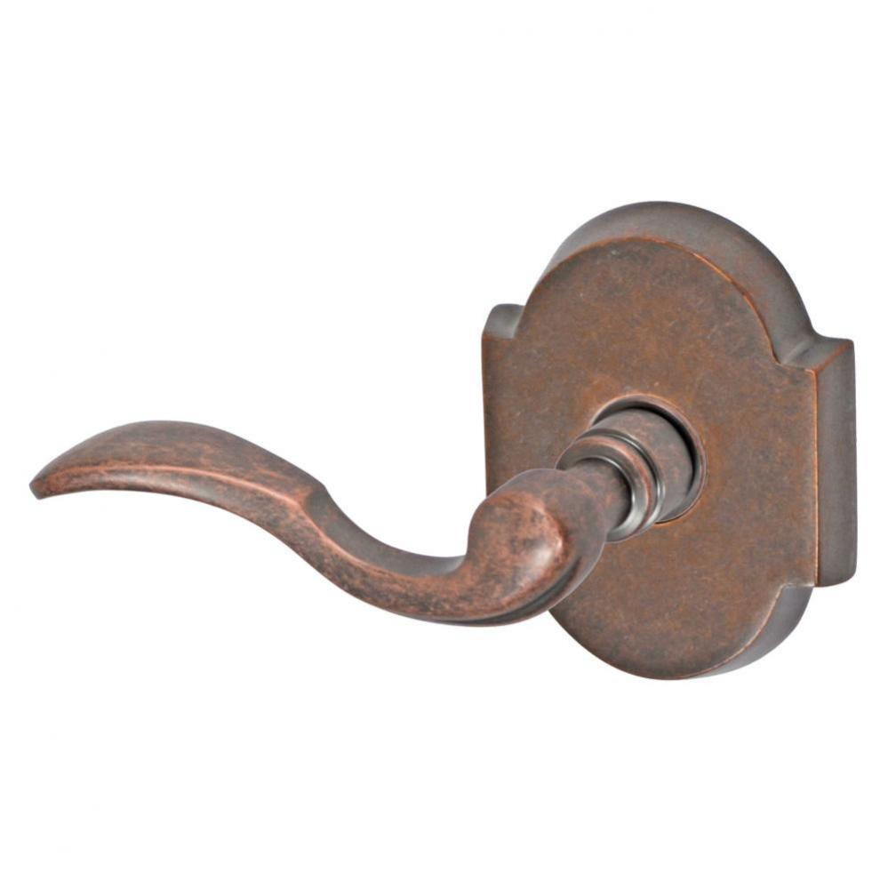 Paddle Lever with Beveled Scalloped Rose Passage Set in Antique Copper - Left
