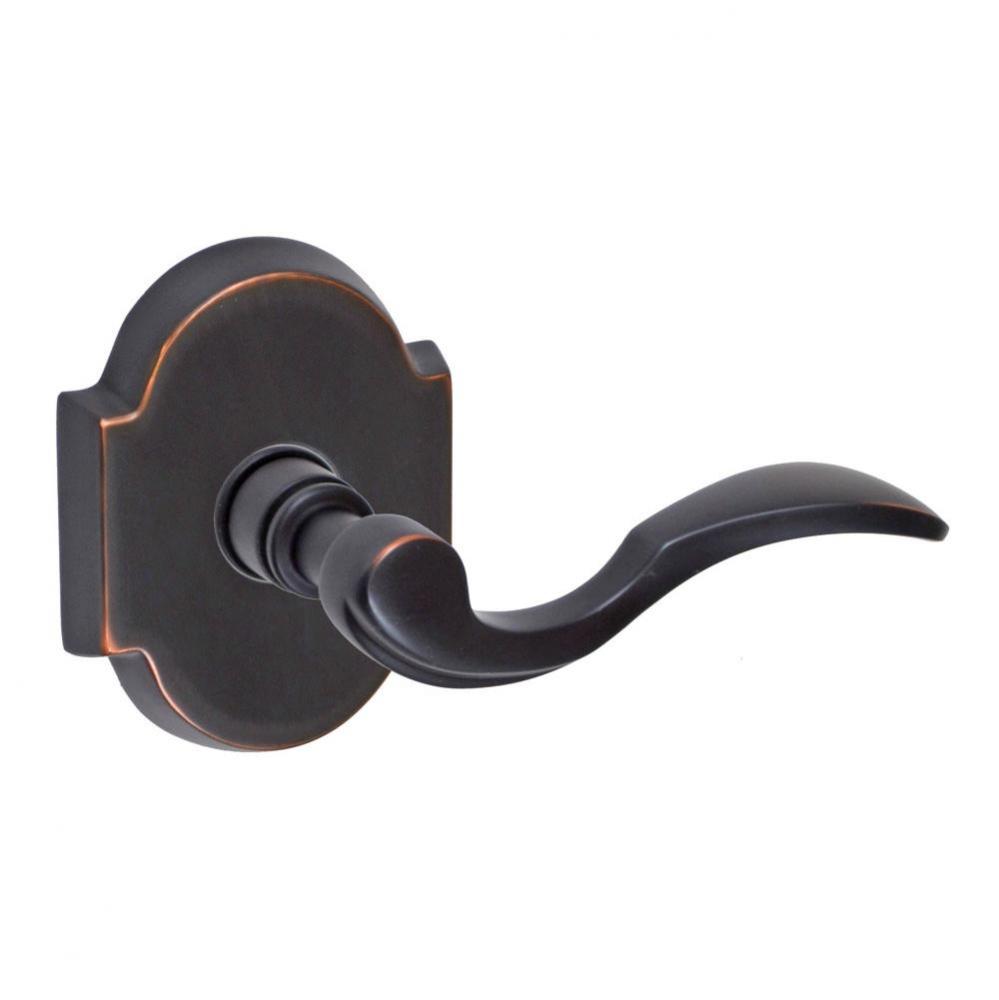 Paddle Lever with Beveled Scalloped Rose Dummy Single in Oil Rubbed Bronze - Right