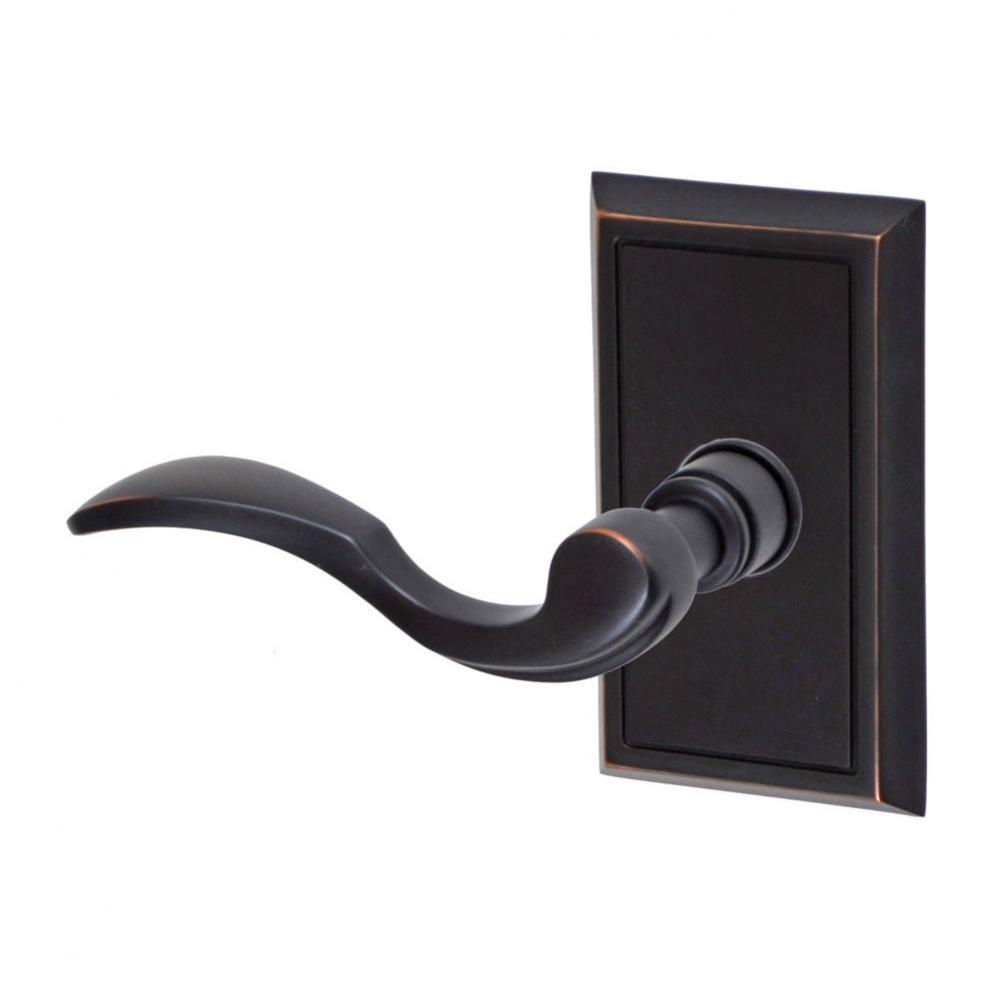 Paddle Lever with Shaker Rose Privacy Set in Oil Rubbed Bronze - Left