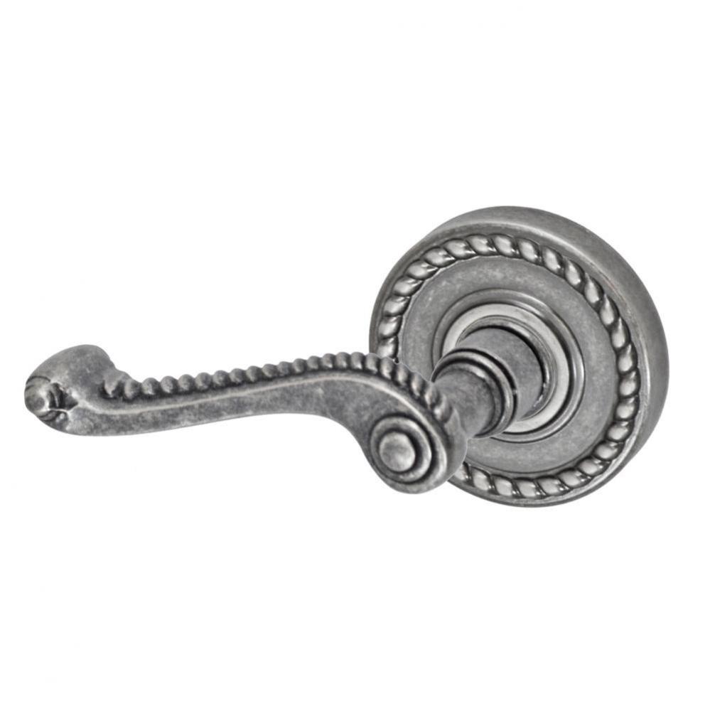 Rope Lever with Rope Rose Privacy Set in Antique Pewter - Left