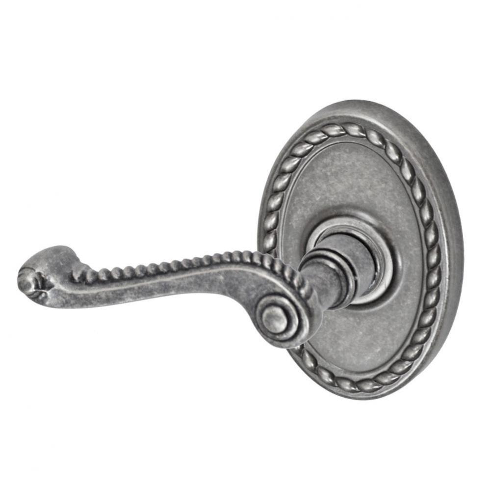 Rope Lever with Oval Rope Rose Dummy Single in Antique Pewter - Left
