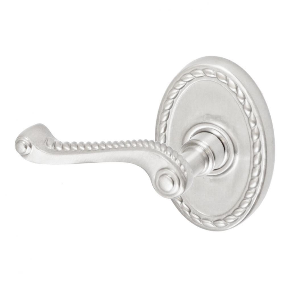 Rope Lever with Oval Rope Rose Privacy Set in Brushed Nickel - Left