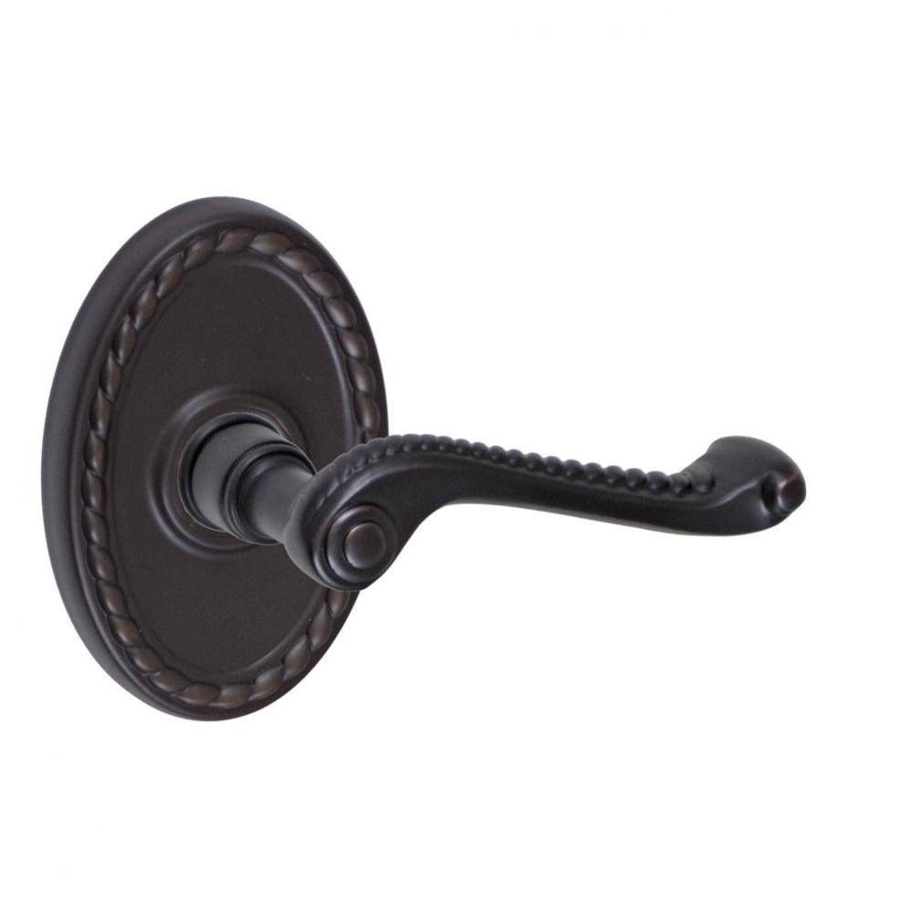 Rope Lever with Oval Rope Rose Privacy Set in Oil Rubbed Bronze - Right