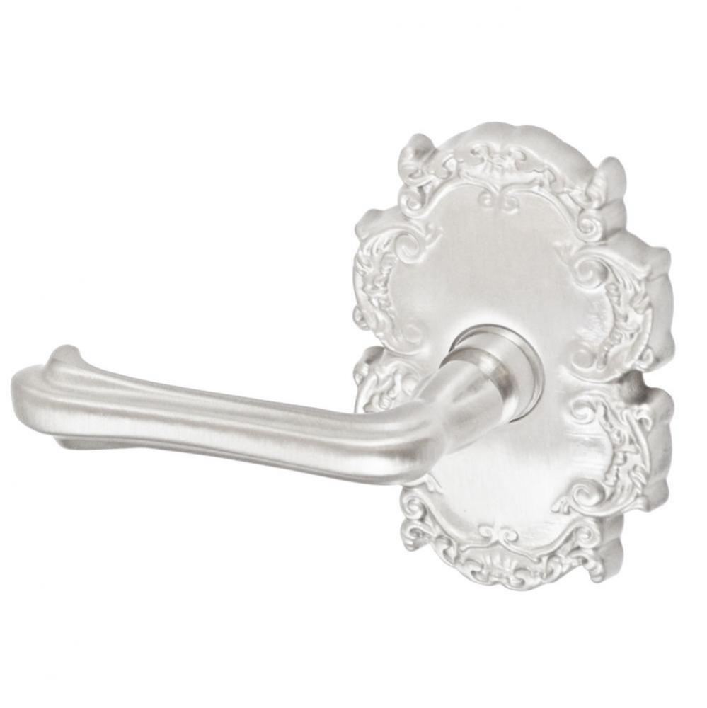 Claw Foot Lever with Victorian Rose Privacy Set in Brushed Nickel - Left