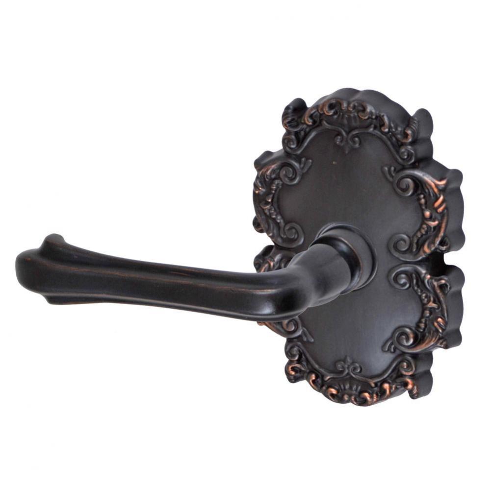 Claw Foot Lever with Victorian Rose Privacy Set in Oil Rubbed Bronze - Left