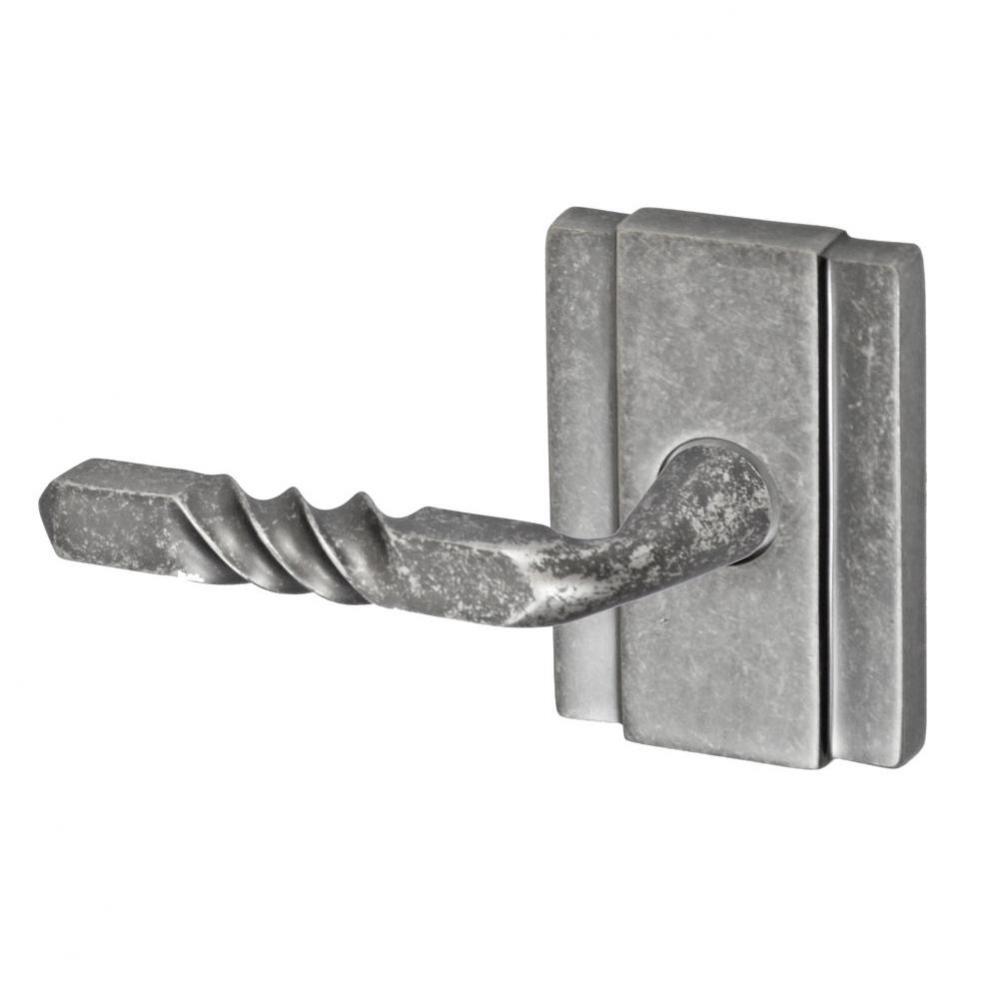 Square Twist Lever with Blacksmith Rose Dummy Single in Antique Pewter - Left