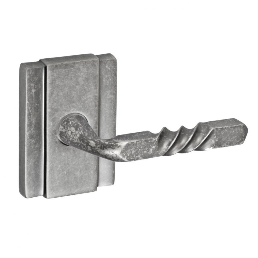 Square Twist Lever with Blacksmith Rose Privacy Set in Antique Pewter - Right