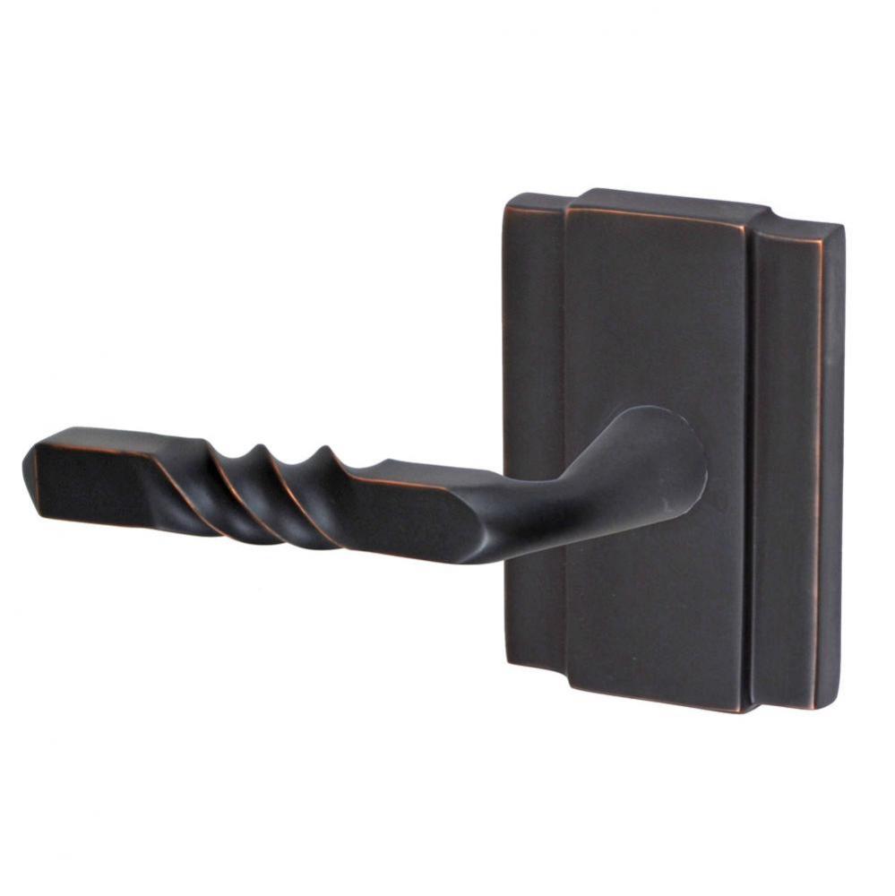 Square Twist Lever with Blacksmith Rose Privacy Set in Oil Rubbed Bronze - Left