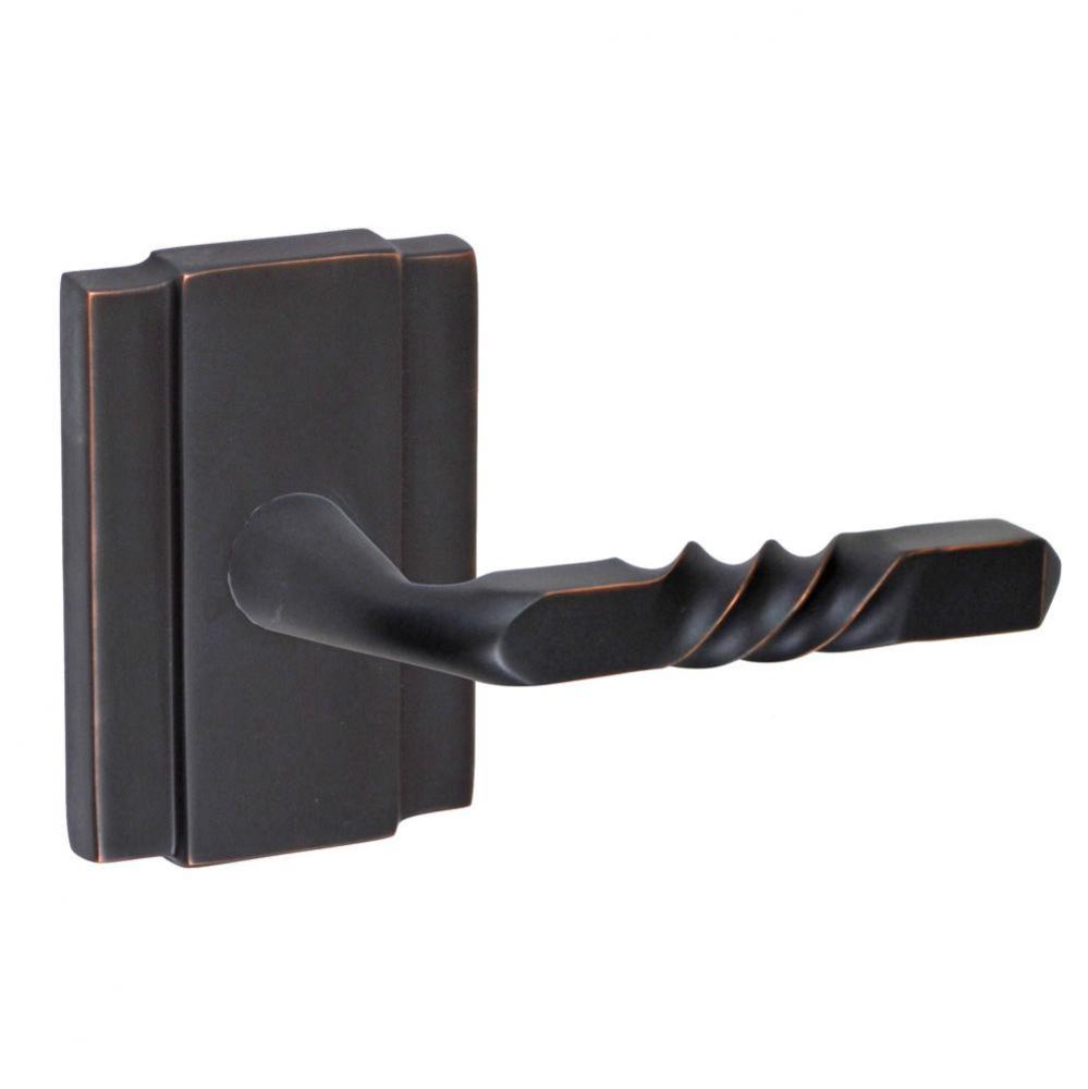 Square Twist Lever with Blacksmith Rose Passage Set in Oil Rubbed Bronze - Right