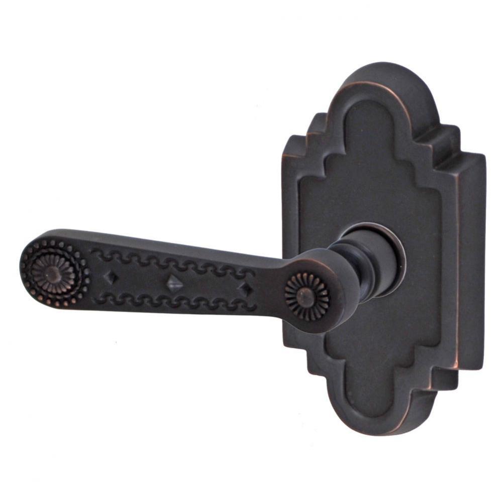 Concha Lever with Navajo Stepped Scalloped Rose Passage Set in Oil Rubbed Bronze - Left