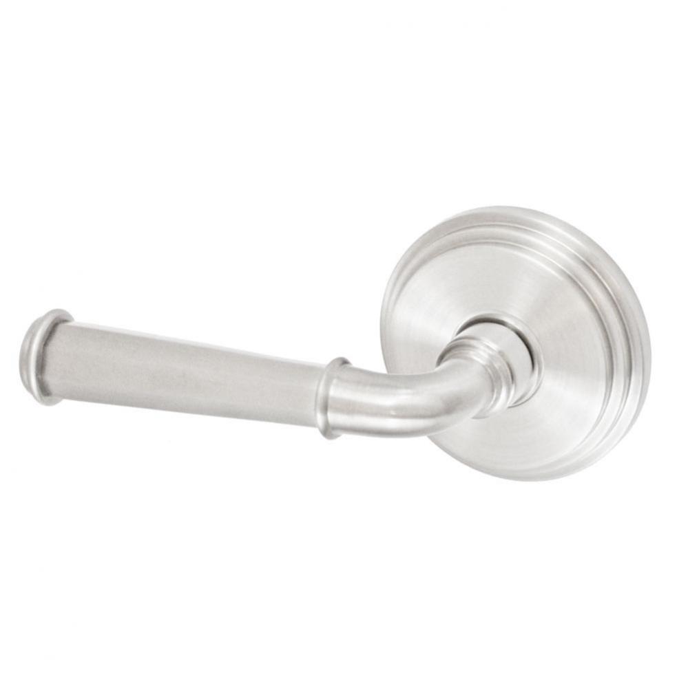 St Charles Lever with Stepped  Rose Privacy Set in Brushed Nickel - Left