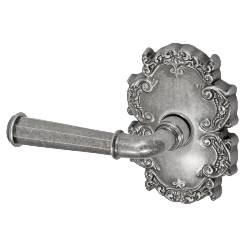 St Charles Lever with Victorian Rose Dummy Single in Antique Pewter - Left