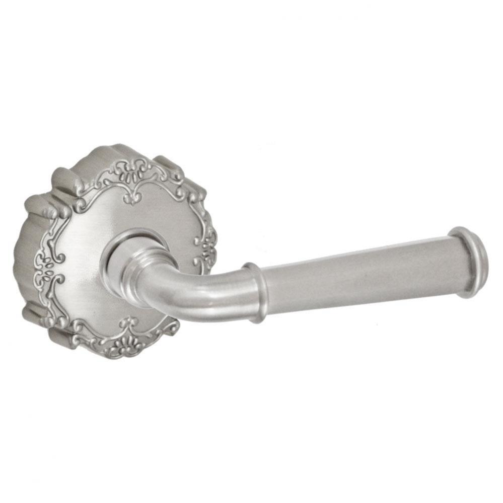 St Charles Lever with Round Victorian Rose Privacy Set in Brushed Nickel - Right