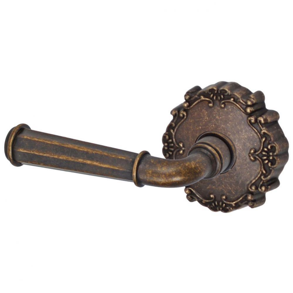 St Charles Lever with Round Victorian Rose Privacy Set in Medium Bronze - Left