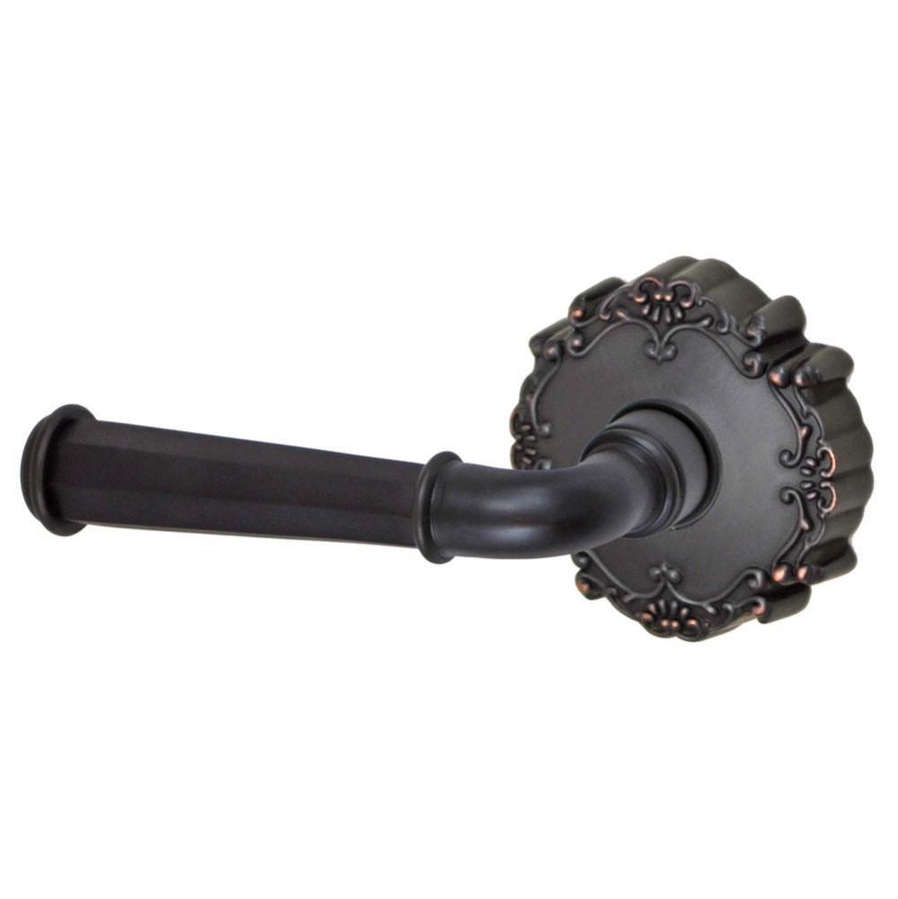 St Charles Lever with Round Victorian Rose Dummy Single in Oil Rubbed Bronze - Left