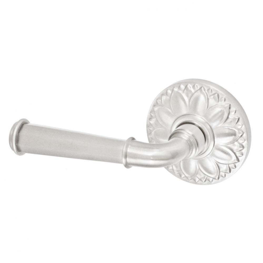 St Charles Lever with Floral Rose Privacy Set in Brushed Nickel - Left