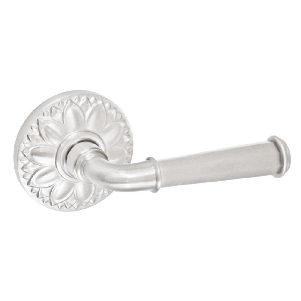 St Charles Lever with Floral Rose Privacy Set in Brushed Nickel - Right