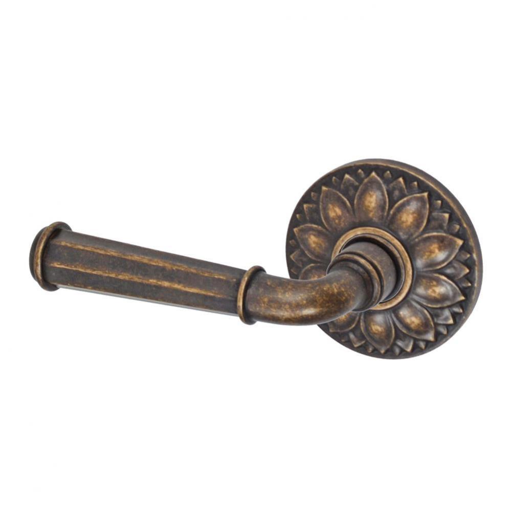 St Charles Lever with Floral Rose Passage Set in Medium Bronze - Left