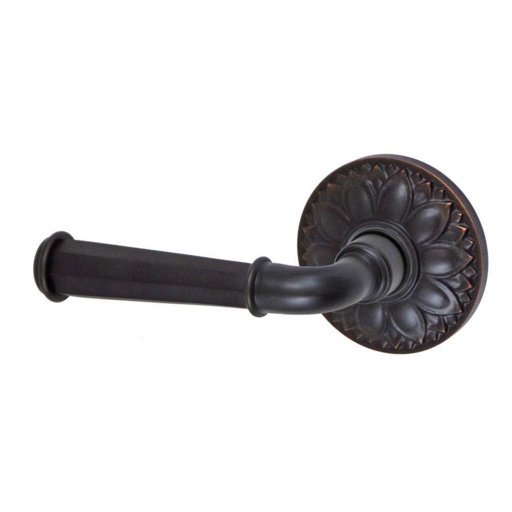 St Charles Lever with Floral Rose Passage Set in Oil Rubbed Bronze - Left