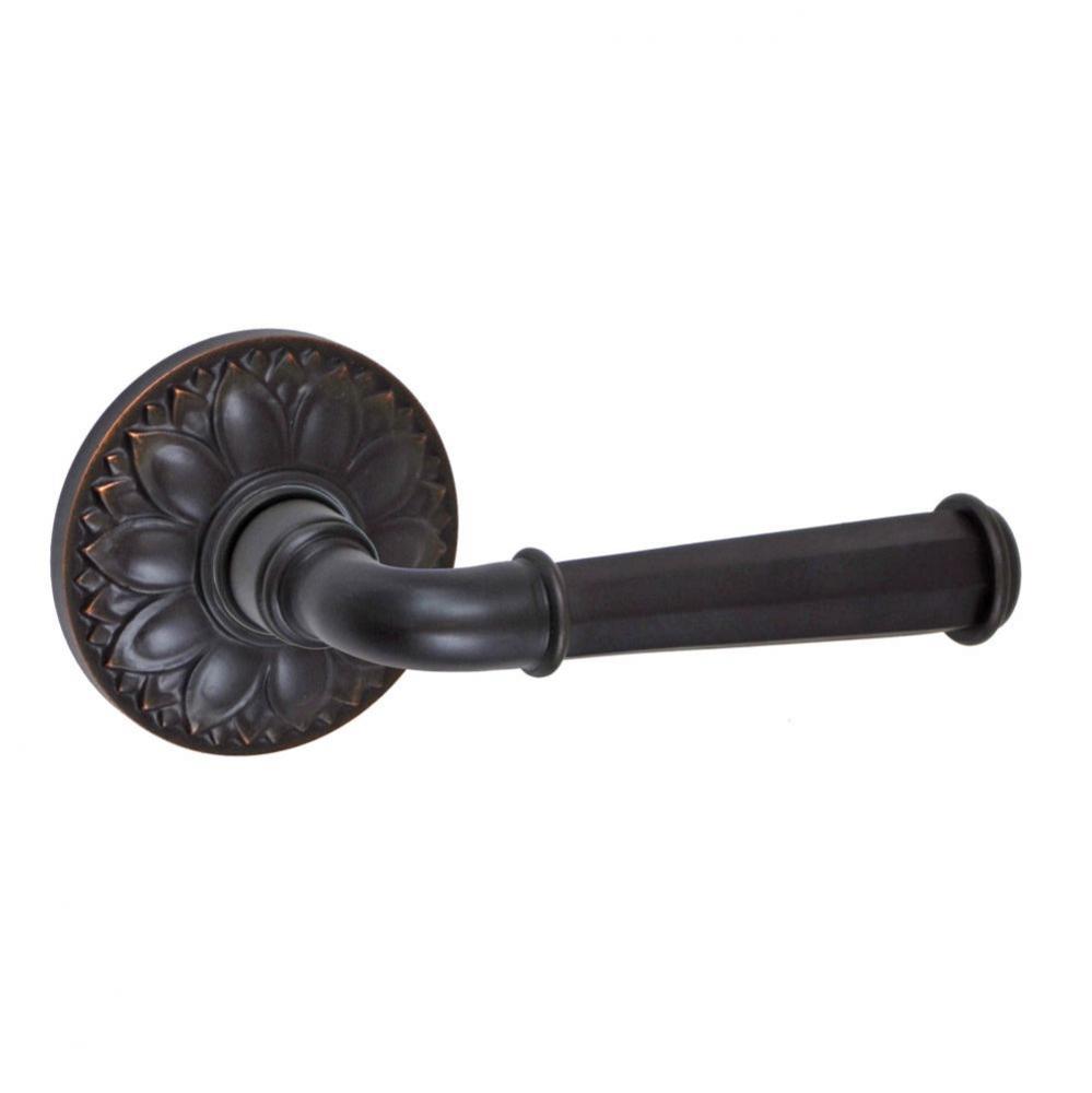 St Charles Lever with Floral Rose Privacy Set in Oil Rubbed Bronze - Right