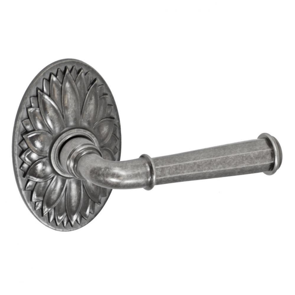 St Charles Lever with Oval Floral Rose Passage Set in Antique Pewter - Right