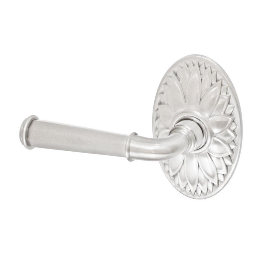 St Charles Lever with Oval Floral Rose Passage Set in Brushed Nickel - Left
