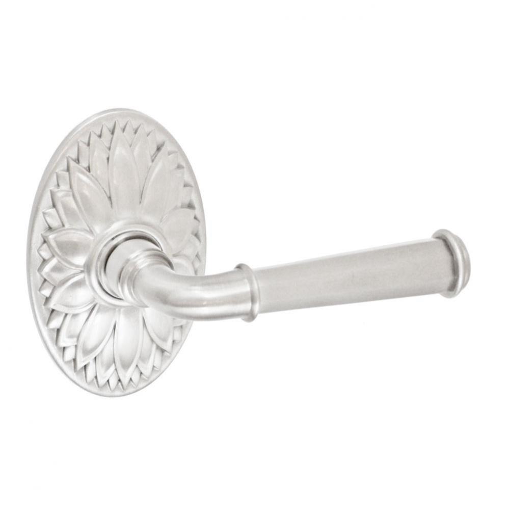 St Charles Lever with Oval Floral Rose Passage Set in Brushed Nickel - Right