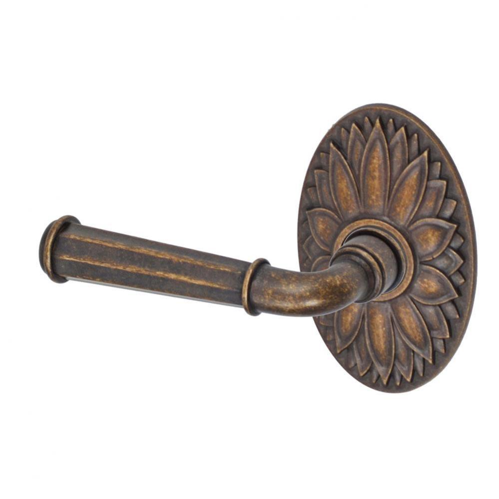 St Charles Lever with Oval Floral Rose Passage Set in Medium Bronze - Left