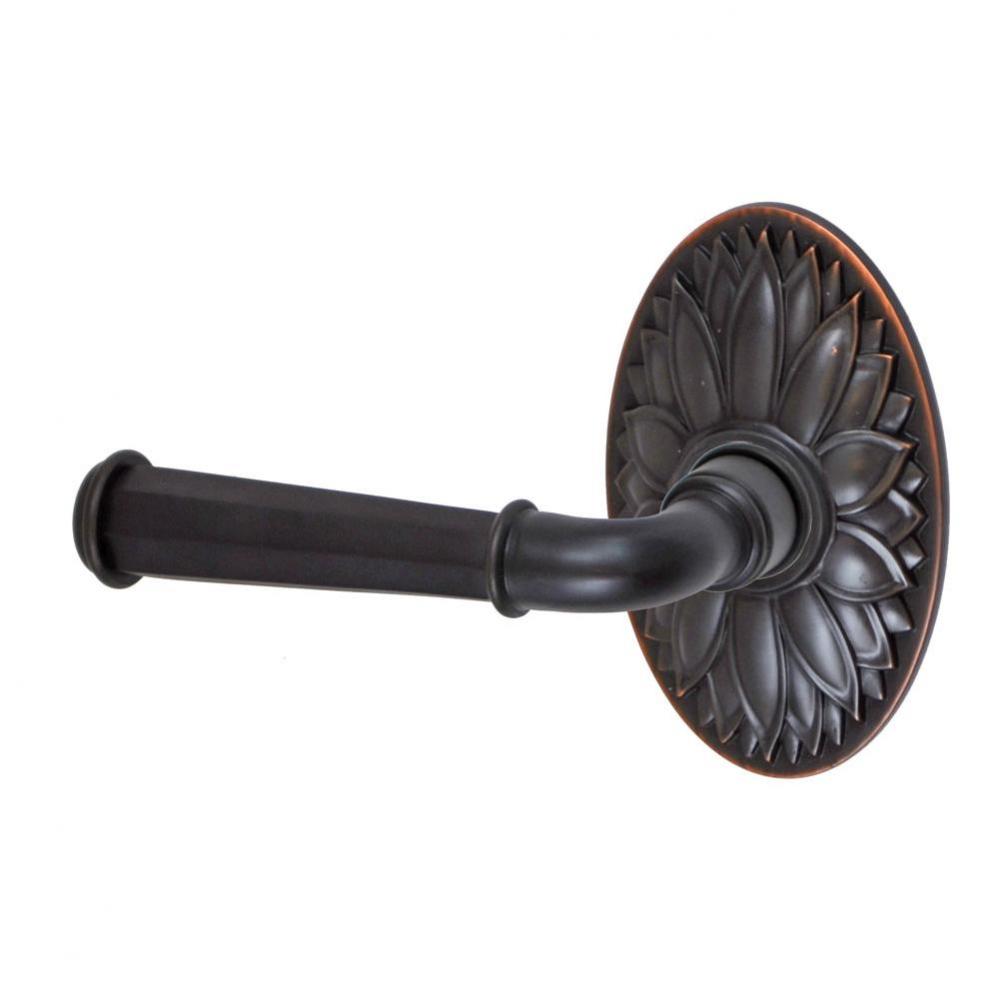 St Charles Lever with Oval Floral Rose Privacy Set in Oil Rubbed Bronze - Left