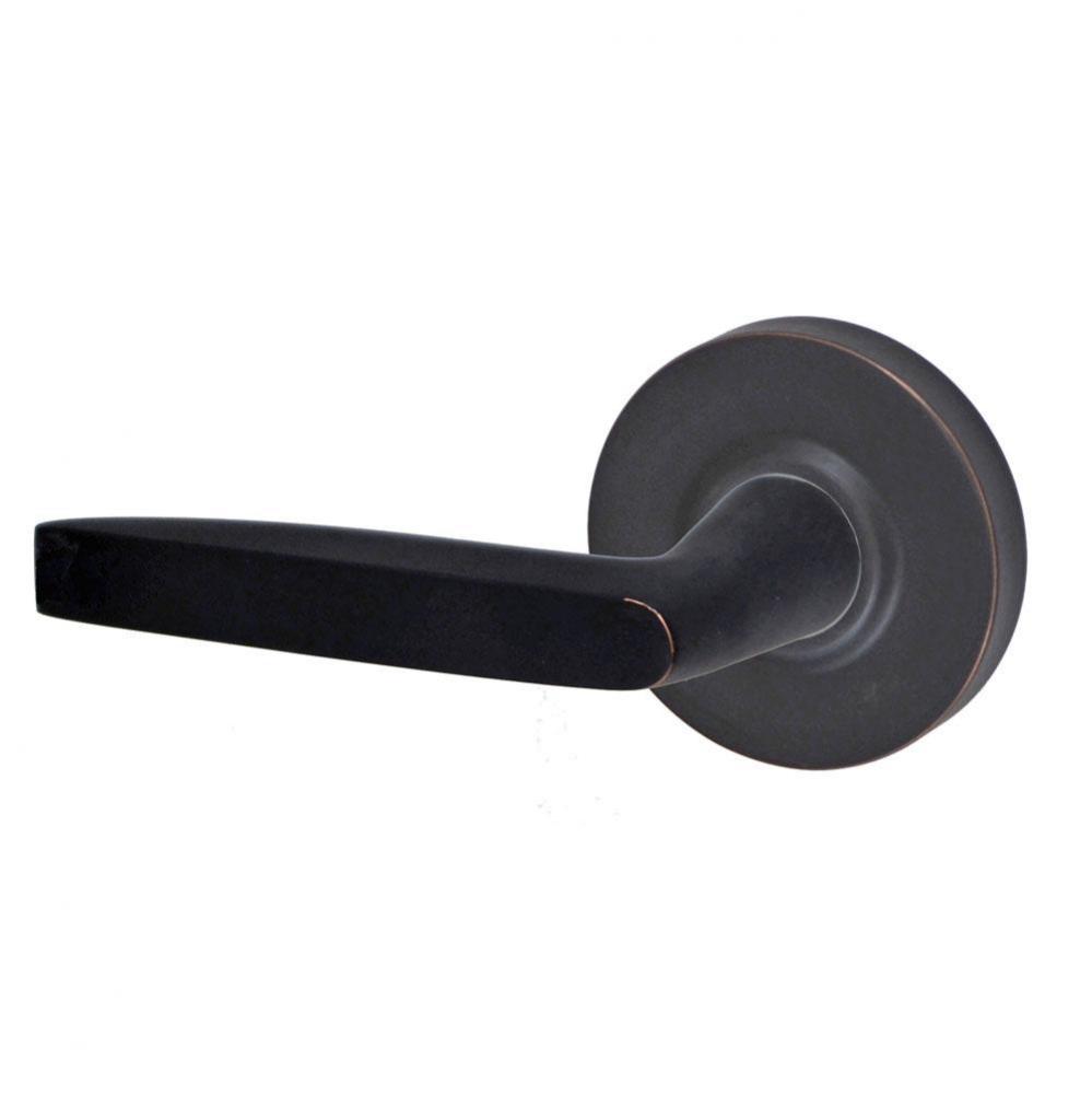 Empire Lever with Contemporary Rose Privacy Set in Oil Rubbed Bronze - Left