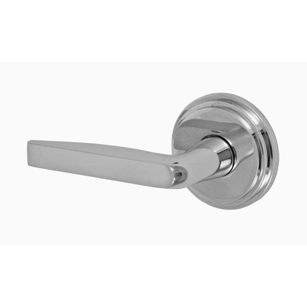 Empire Lever with Stepped  Rose Privacy Set in Polished Chrome - Left