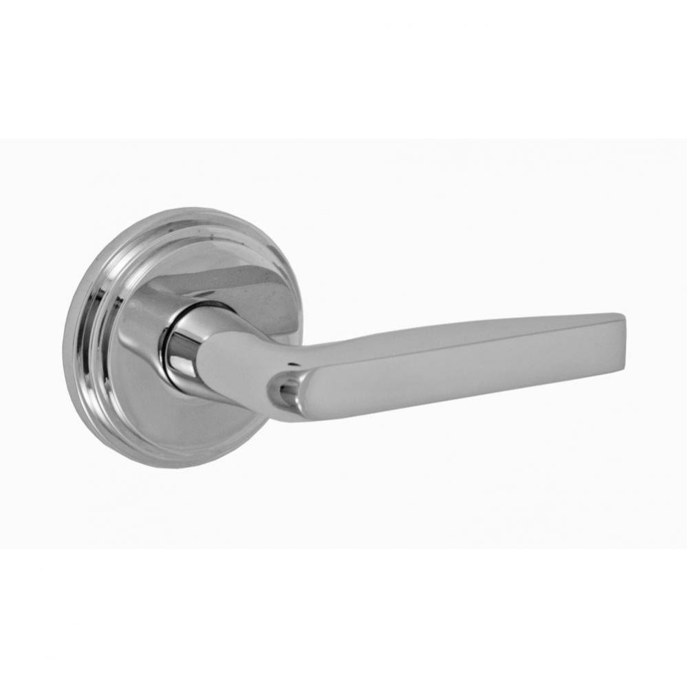 Empire Lever with Stepped  Rose Privacy Set in Polished Chrome - Right