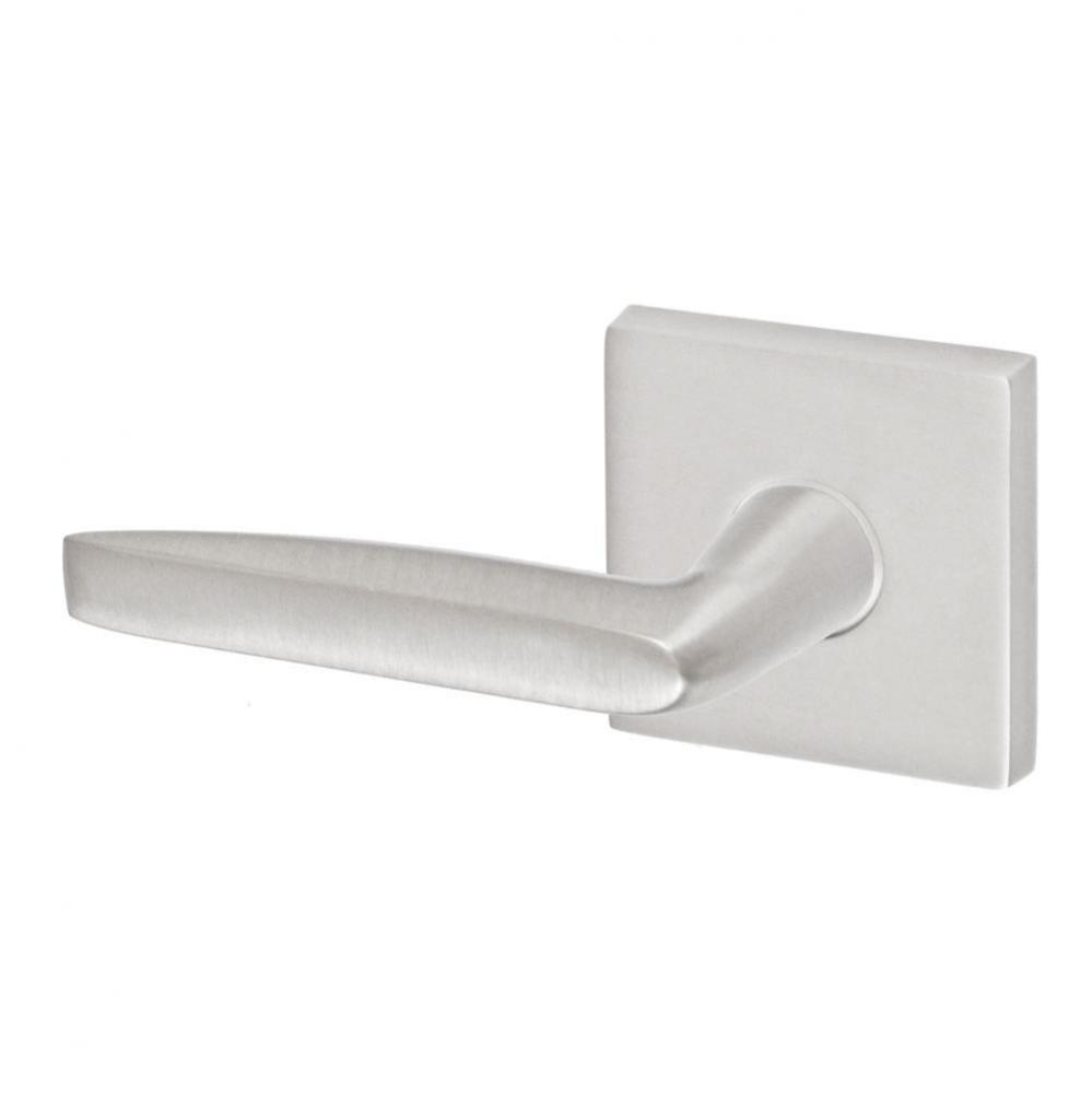 Empire Lever with Square Rose Passage Set in Brushed Nickel - Left