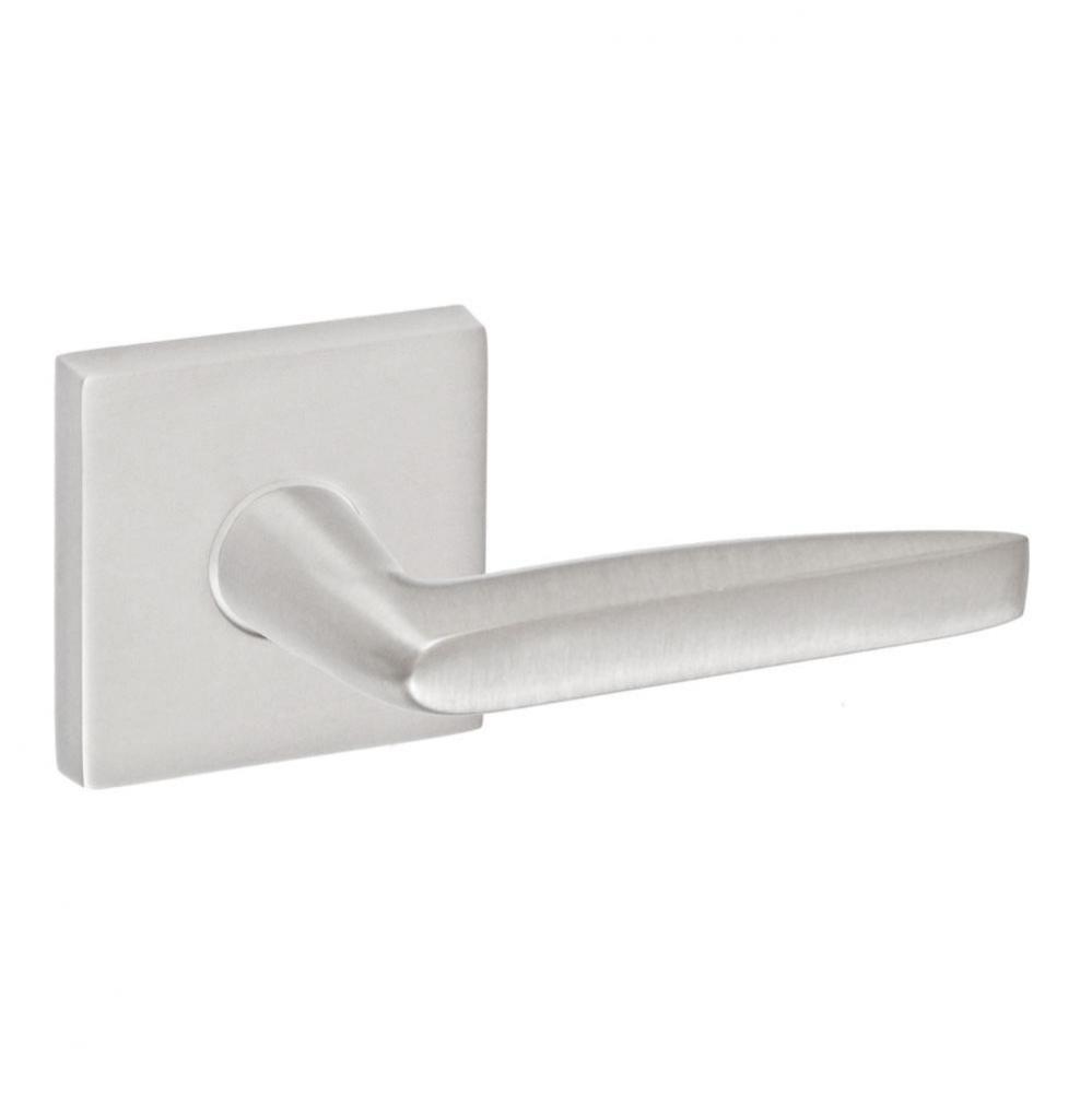 Empire Lever with Square Rose Privacy Set in Brushed Nickel - Right