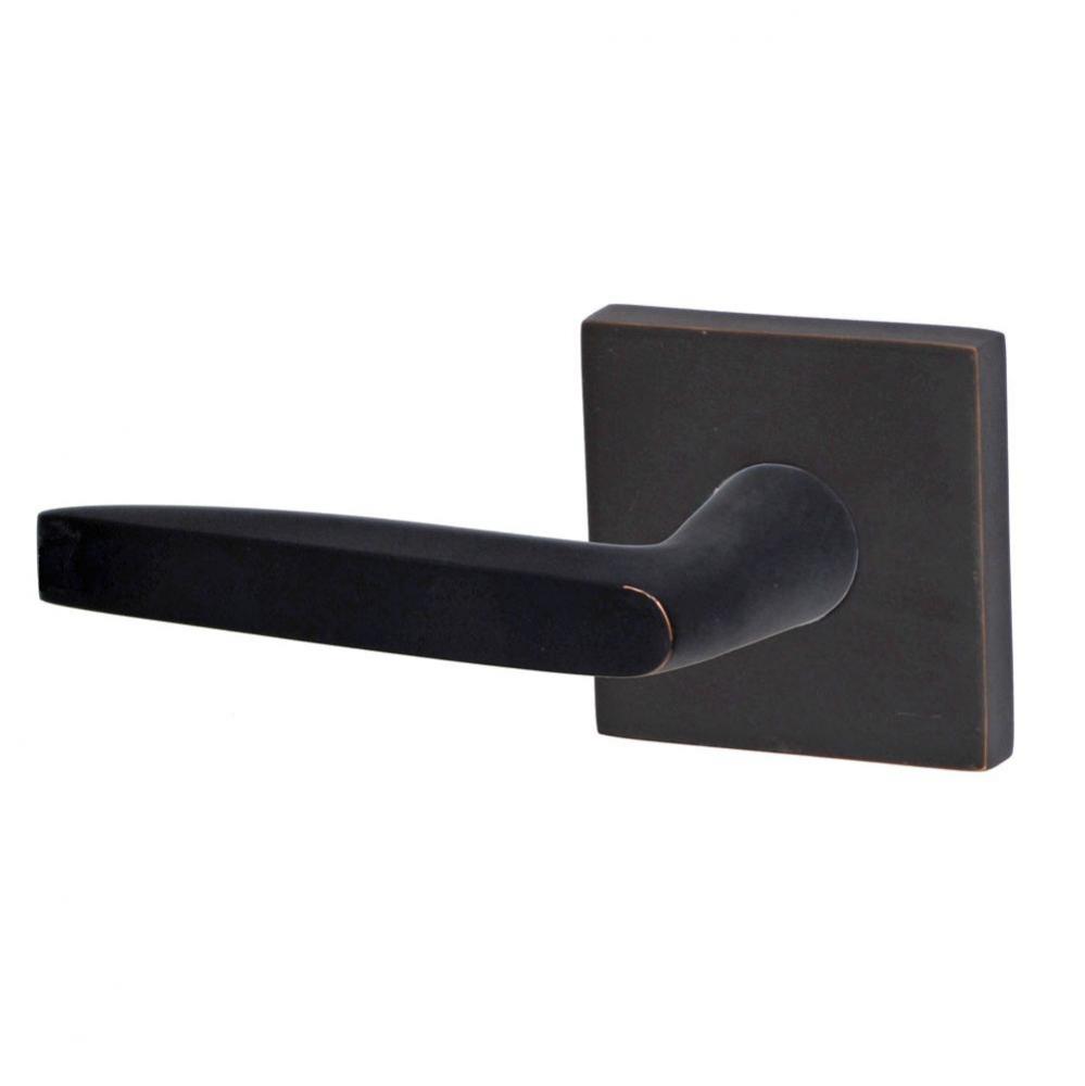 Empire Lever with Square Rose Passage Set in Oil Rubbed Bronze - Left