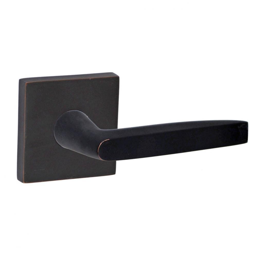 Empire Lever with Square Rose Privacy Set in Oil Rubbed Bronze - Right