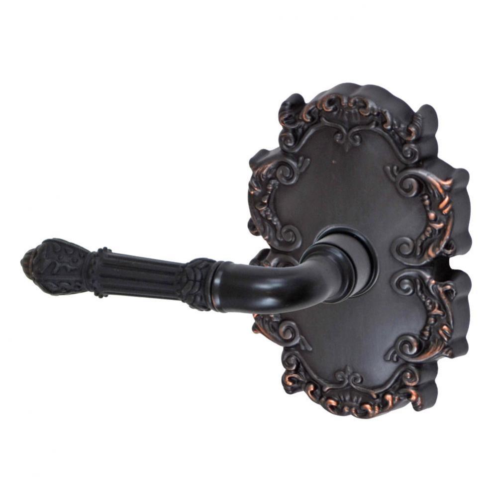 Venetian Lever with Victorian Rose Privacy Set in Oil Rubbed Bronze - Left