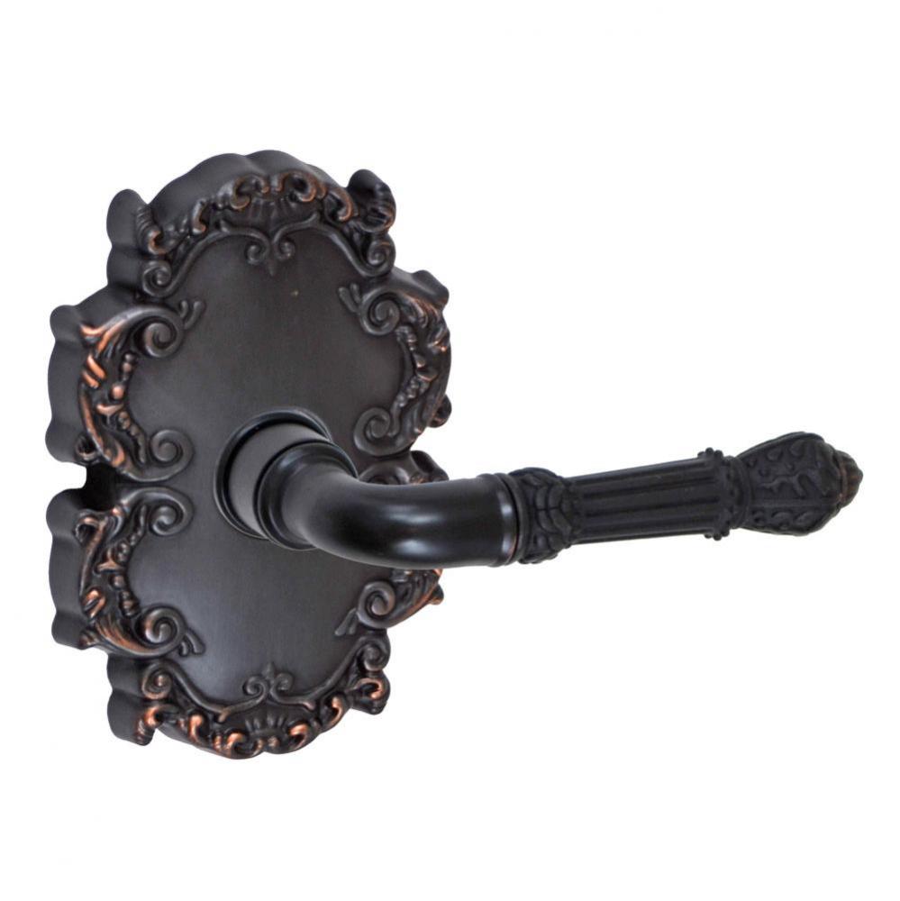 Venetian Lever with Victorian Rose Privacy Set in Oil Rubbed Bronze - Right