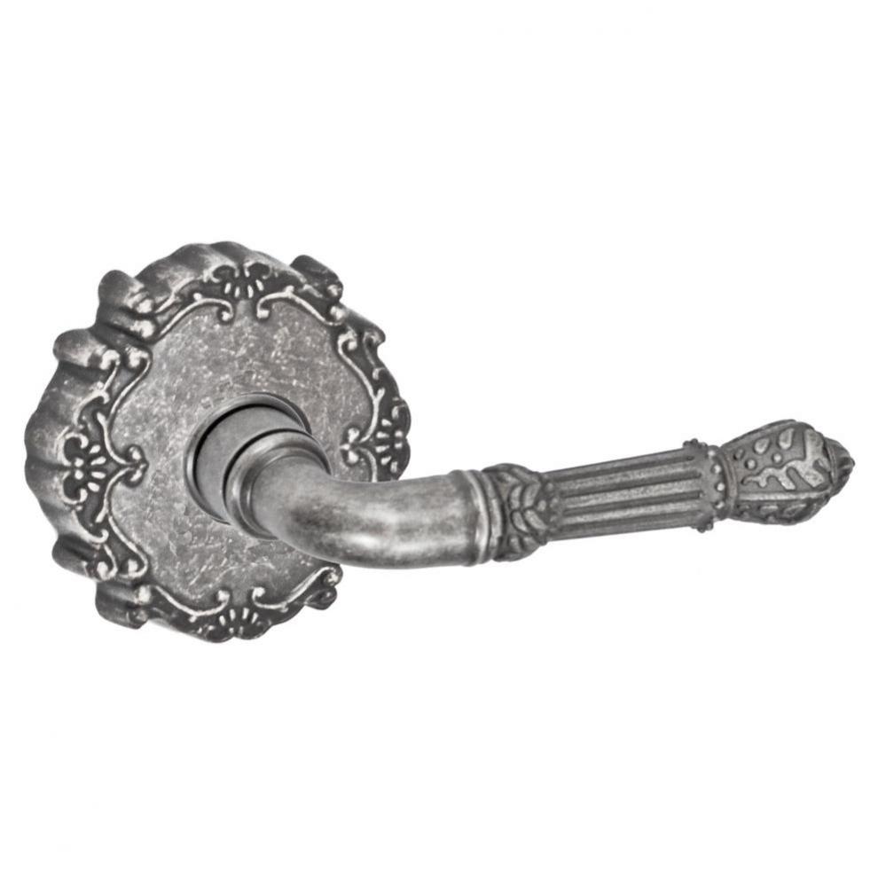 Venetian Lever with Round Victorian Rose Privacy Set in Antique Pewter - Right