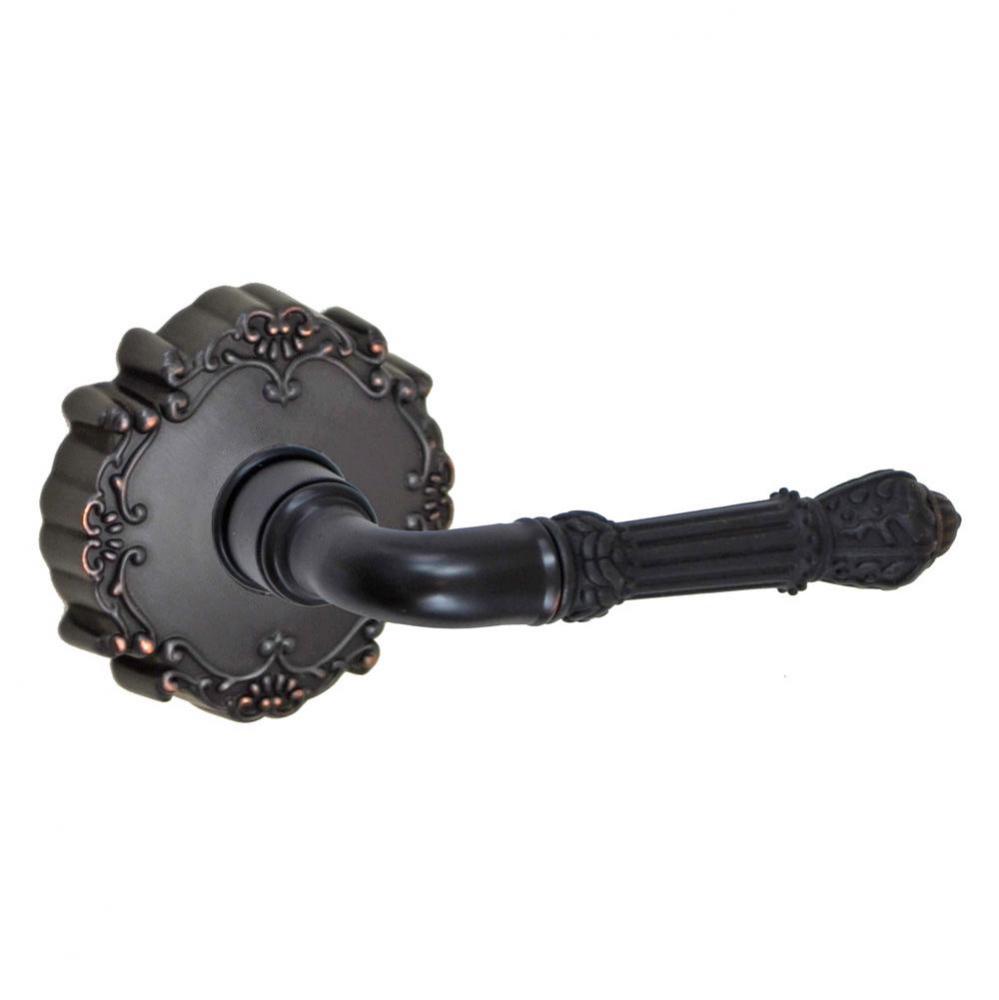 Venetian Lever with Round Victorian Rose Privacy Set in Oil Rubbed Bronze - Right